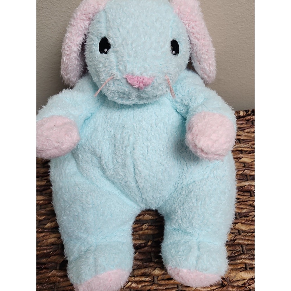 TY 1999 BUNNYBABY BLUE + PINK RATTLE BUNNY PILLOW PAL STUFFED ANIMAL PLUSH SOFT